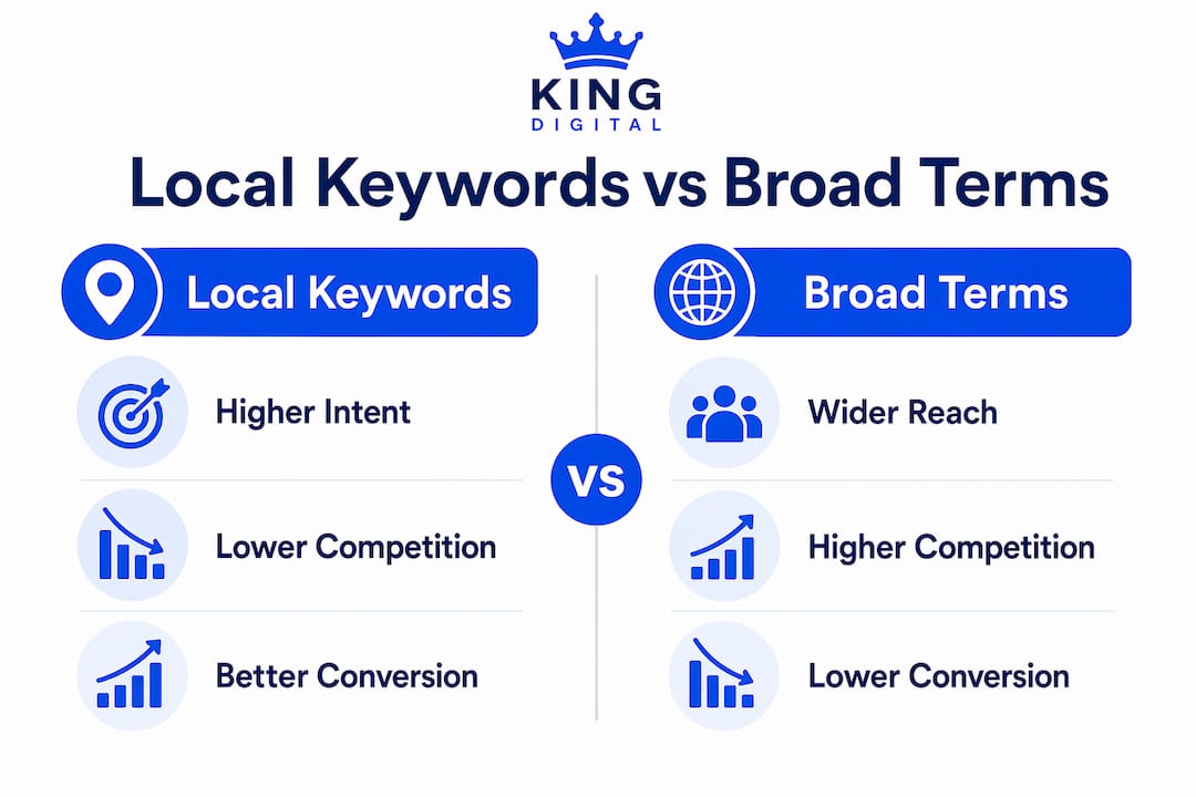 Infographic Comparing Local Keywords And Broad Seo Terms