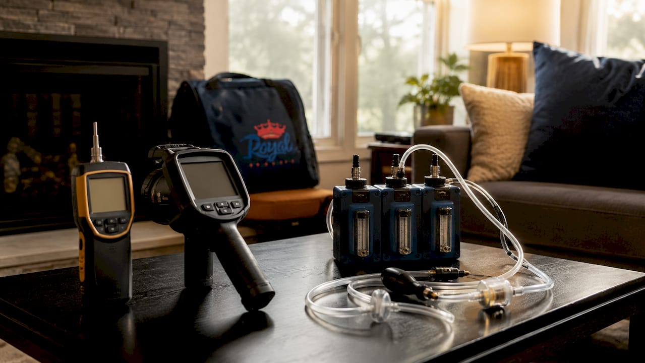 Odor source detection tools on white table