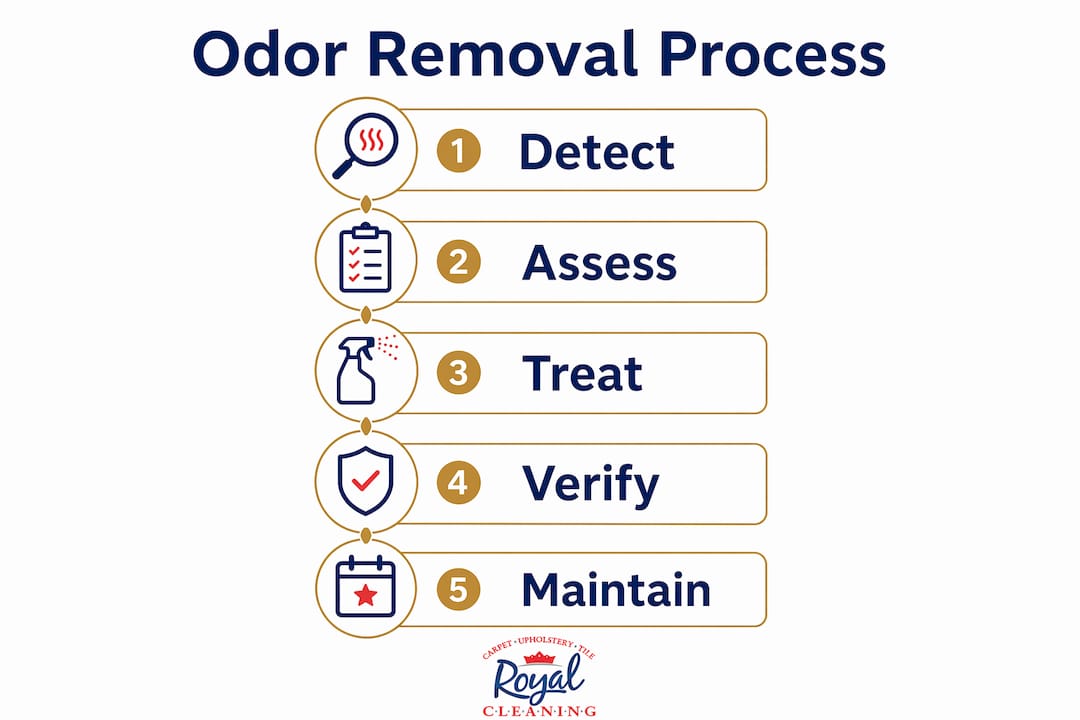 Infographic showing key steps of odor removal process