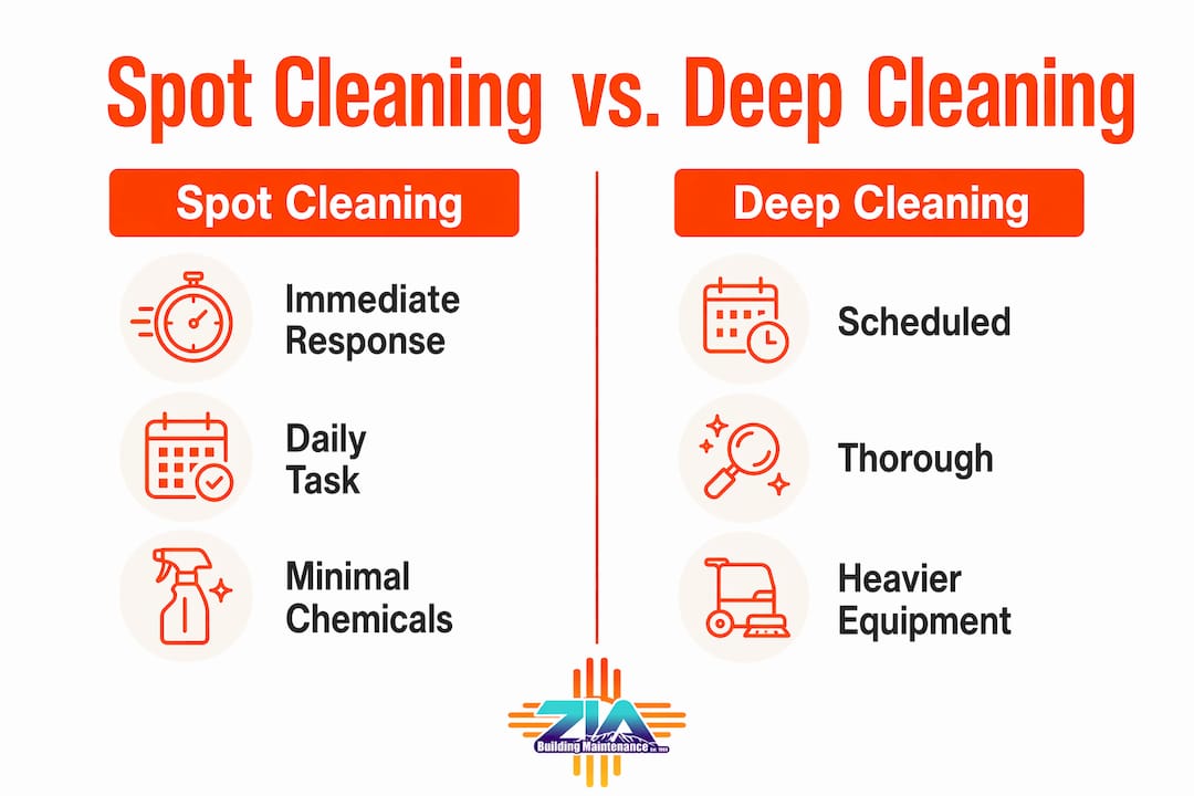 Infographic comparing spot cleaning and deep cleaning