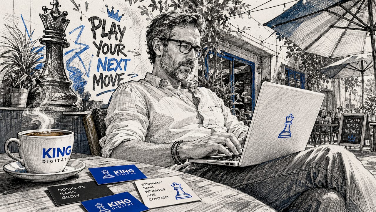 Local Business Owner Managing Google Profile In Café