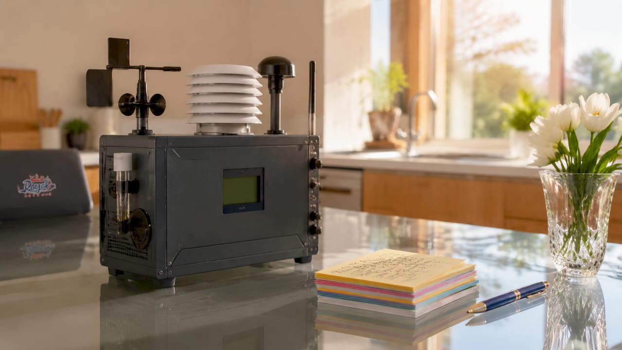 Close-up of home air quality monitoring device