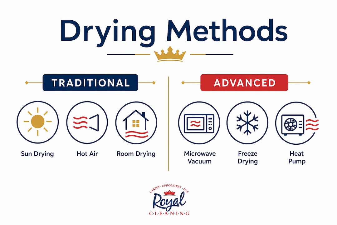Infographic comparing traditional and advanced drying methods