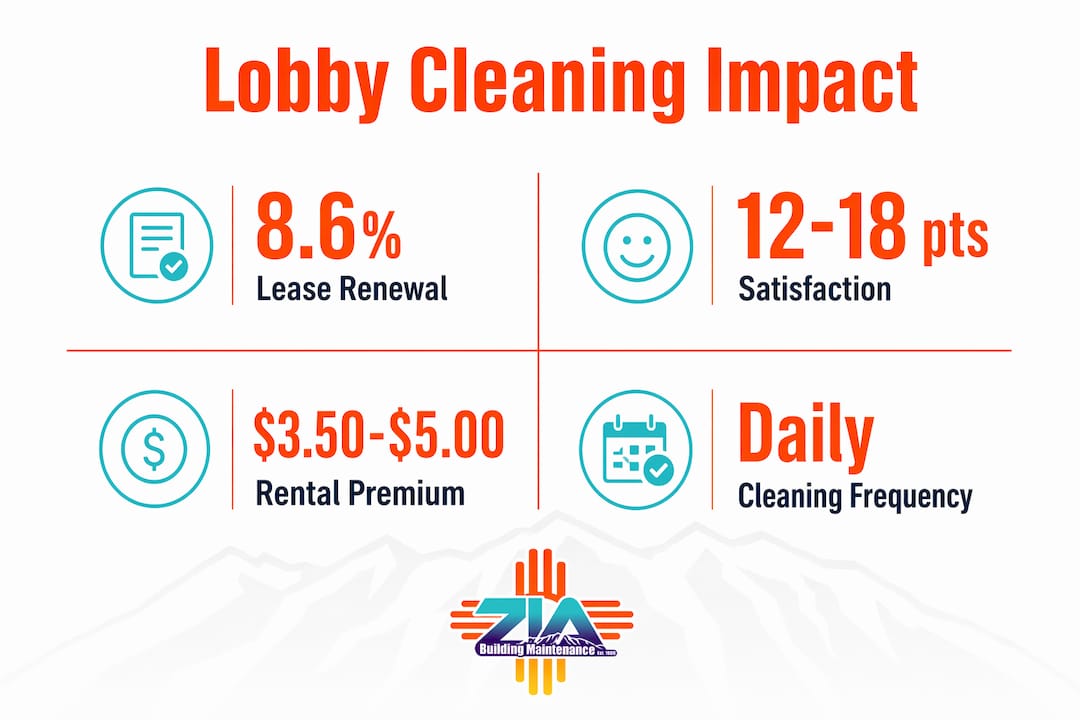 Infographic showing lobby cleaning impact statistics