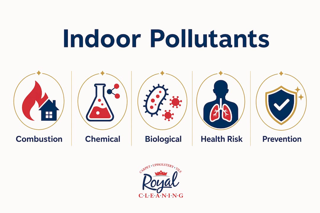 Infographic illustrating common indoor pollutants hierarchy