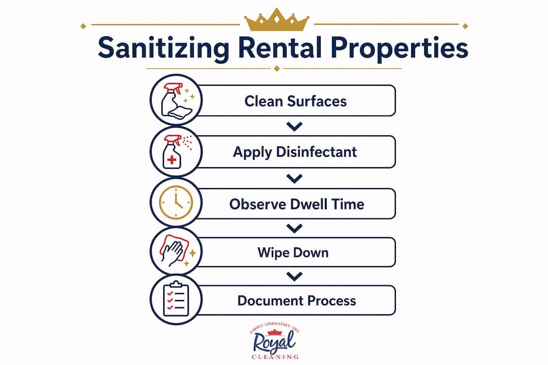 Infographic showing rental sanitation step-by-step process