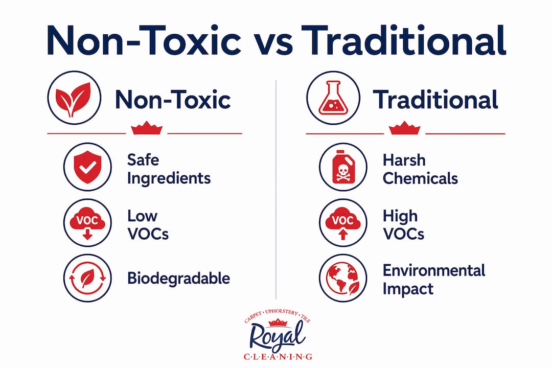 Comparison infographic of non-toxic and traditional cleaners