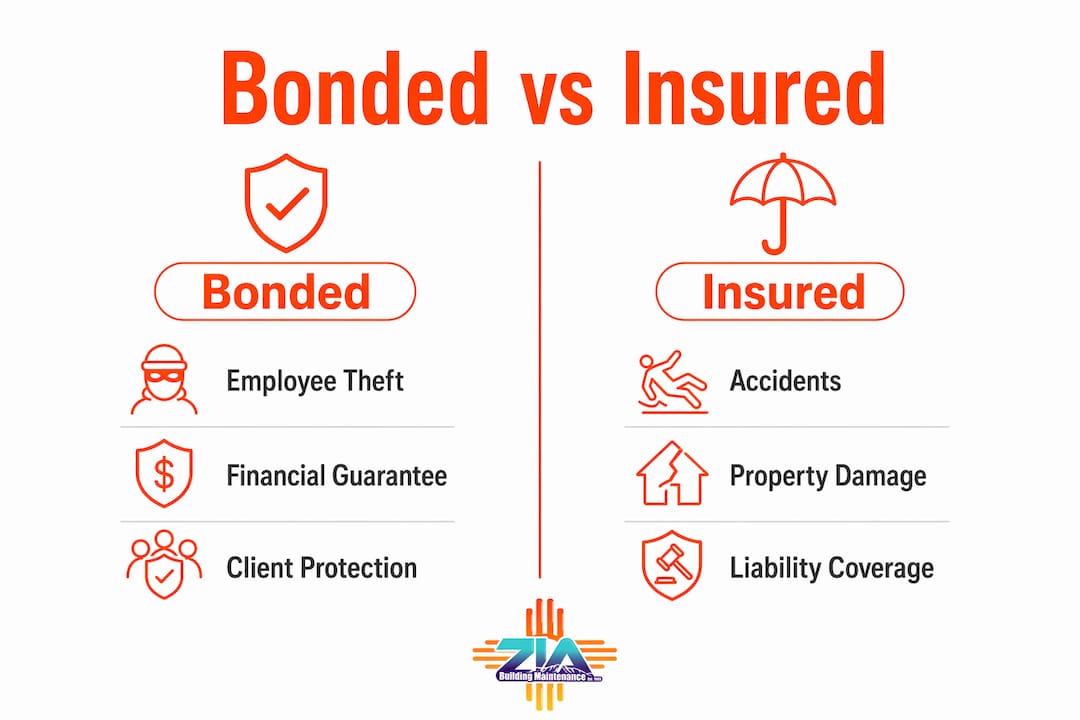 Infographic comparing bonded and insured cleaning