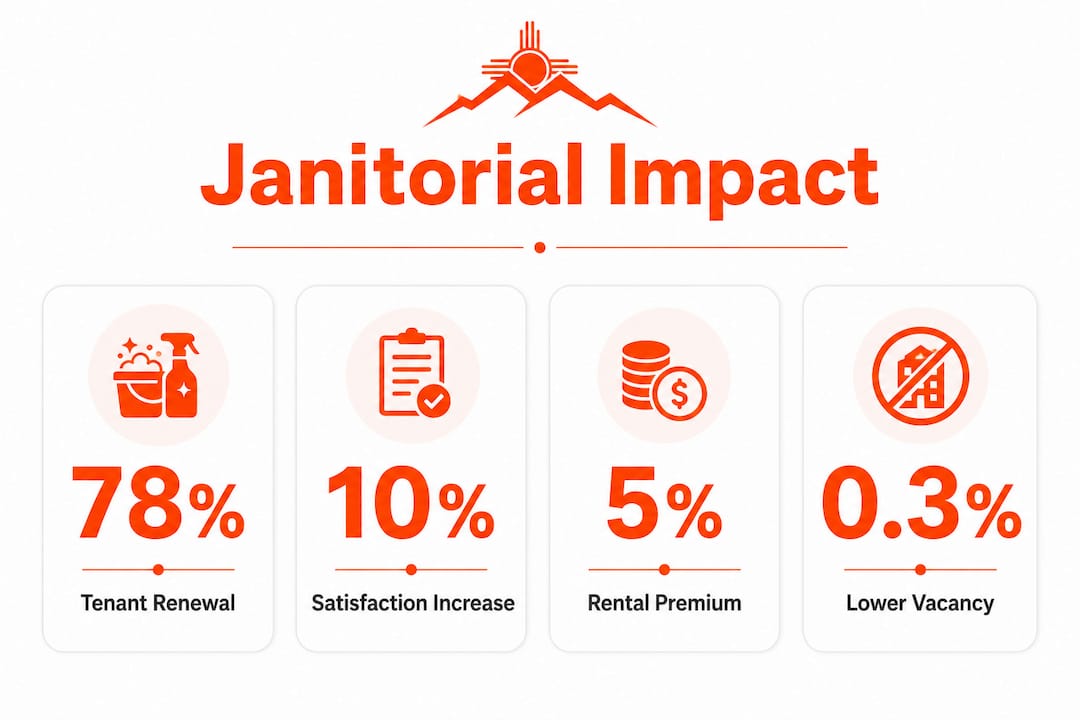 Infographic showing key stats about janitorial consistency benefits