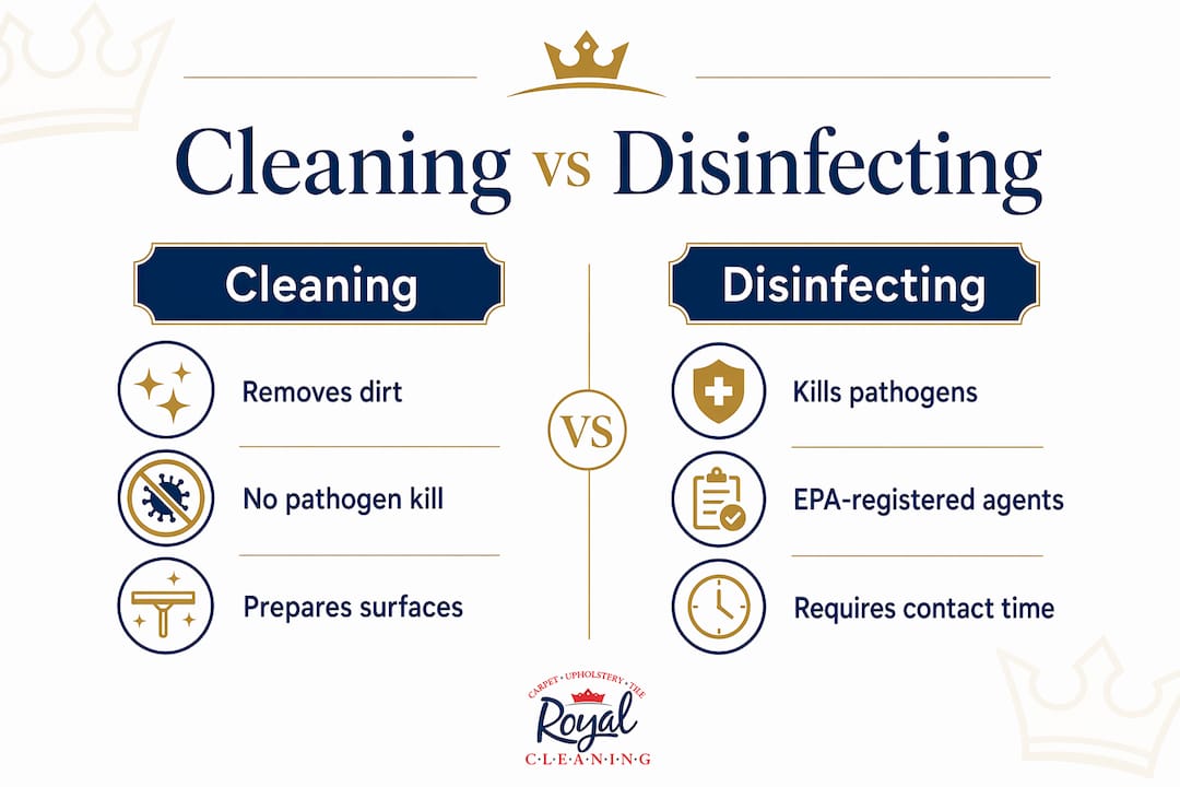 Infographic comparing cleaning and disinfecting