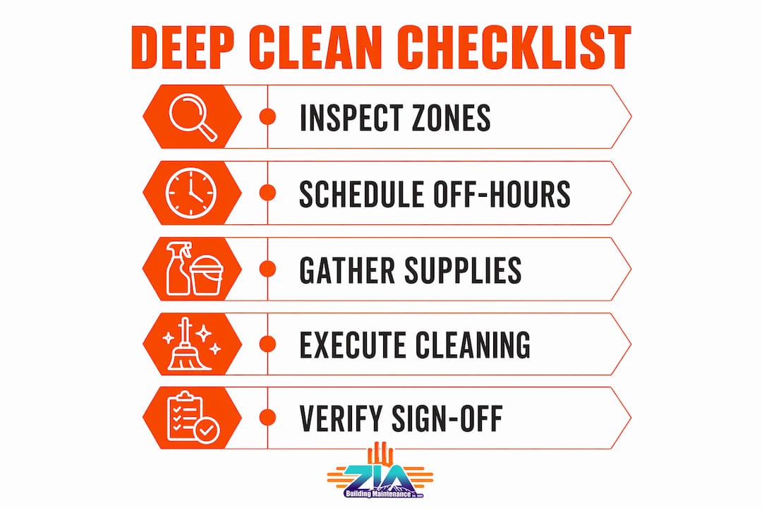 Infographic showing seasonal deep clean checklist steps