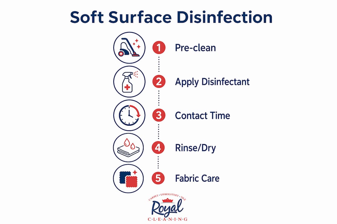 Infographic of soft surface disinfection process steps