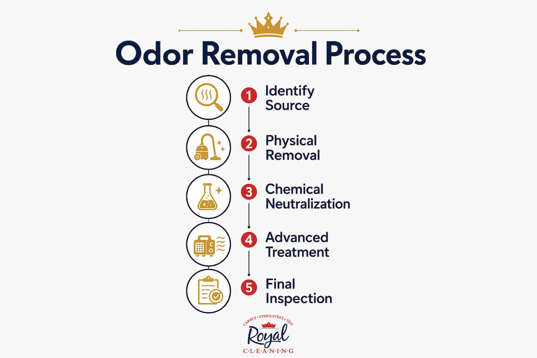 Infographic showing steps of odor removal process