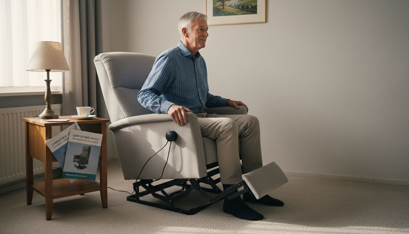 Man laat zien hoe een sta-op stoel werkt