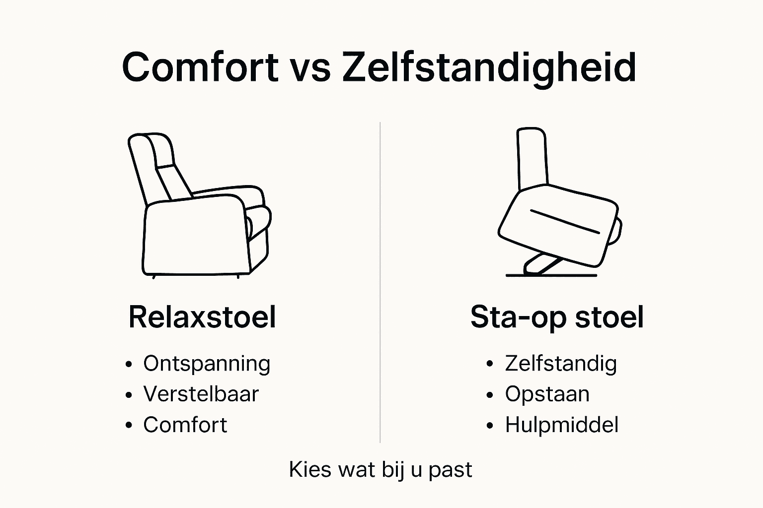 Infographic: wat is het verschil tussen een relaxstoel en een sta-op stoel?