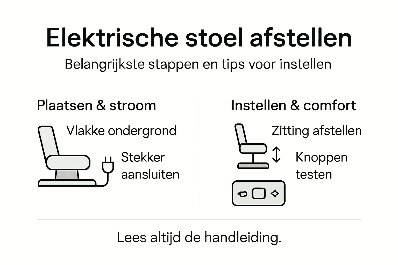 Infographic: hoe stel je een elektrische stoel stap voor stap in