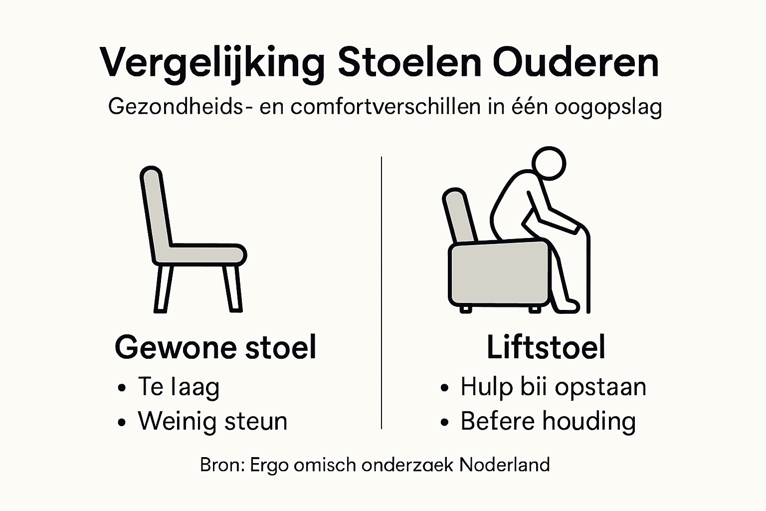 Infographic: verschil tussen een gewone stoel en een liftstoel