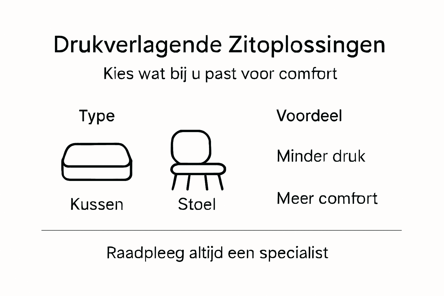 Infographic: zitoplossingen die drukverlichting bieden en hun voordelen