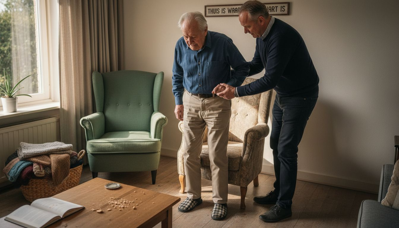 Veilig overgeplaatst met begeleiding en een sta-opstoel