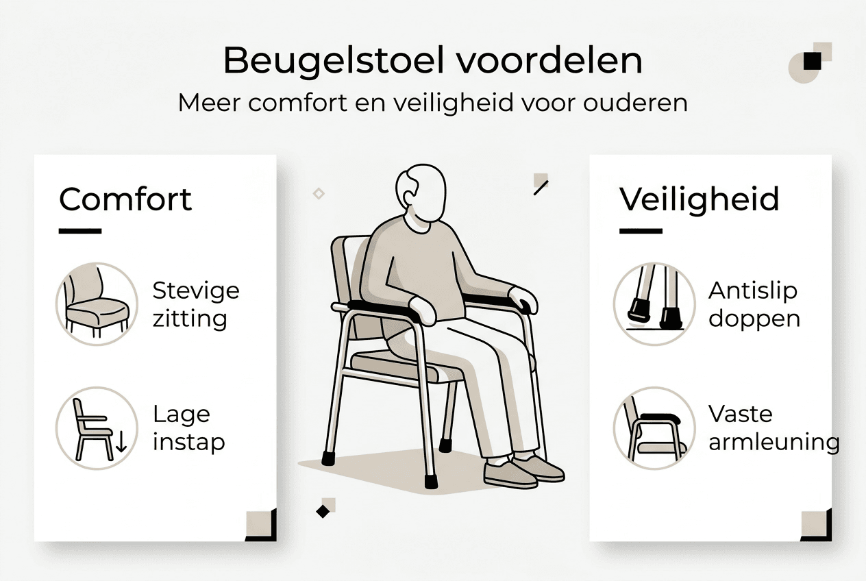 Infographic: comfortabele en veilige zit met de beugelstoel