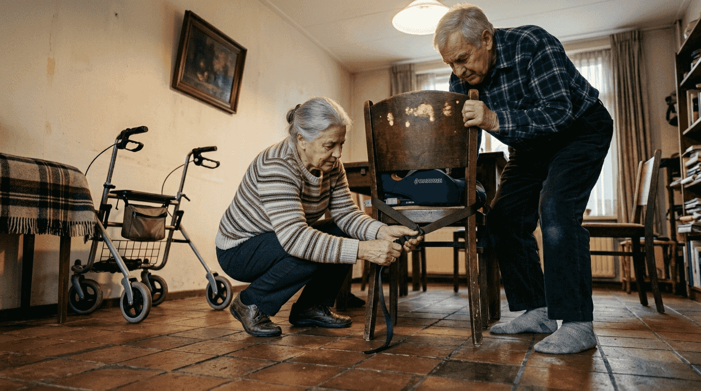 Veel ouderen kiezen ervoor om een stoelverhoger te plaatsen living bij een stoel met armleuningen, zodat op sopstaan en gaan zitten een stuk gemakkelijker wordt.