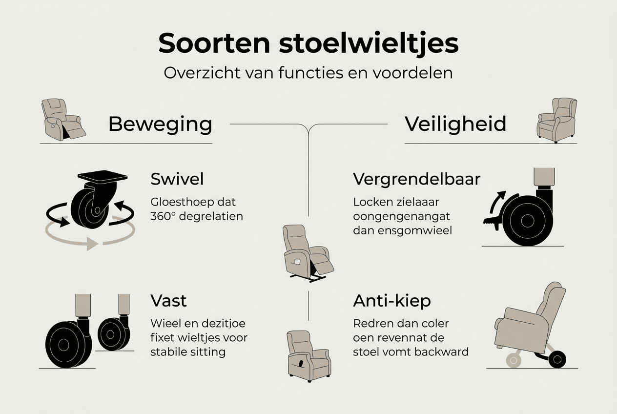 Overzicht: verschillende soorten stoelwieltjes en hun functies