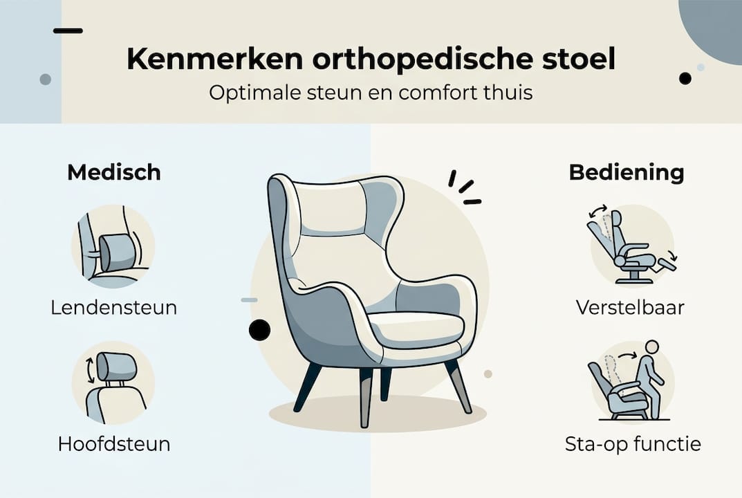 Overzichtelijke infographic met de belangrijkste eigenschappen en mogelijkheden van verschillende stoelen
