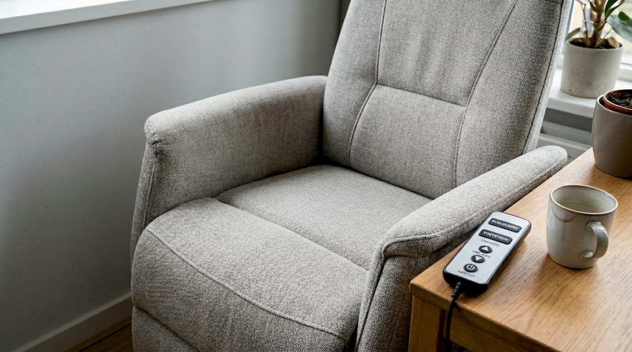 Close-up van het verstelmechanisme van een orthopedische stoel