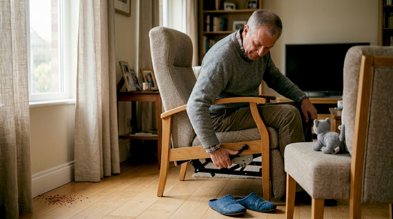 Man past de stand van zijn relaxstoel aan