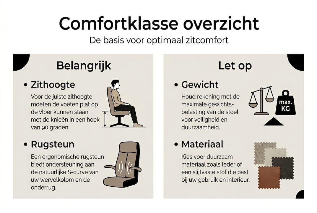 Overzicht van de basis comfortklasse en belangrijke aandachtspunten