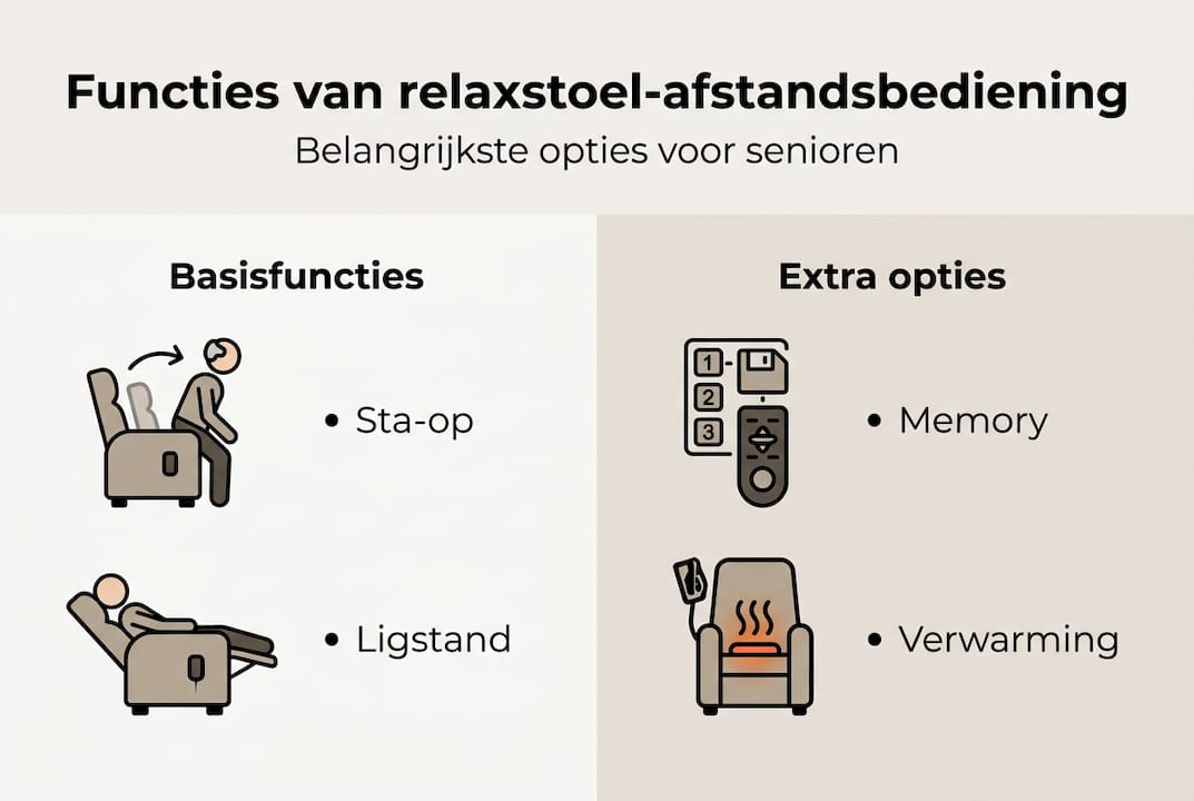 Overzichtelijke infographic met alle functies van de afstandsbediening in één oogopslag