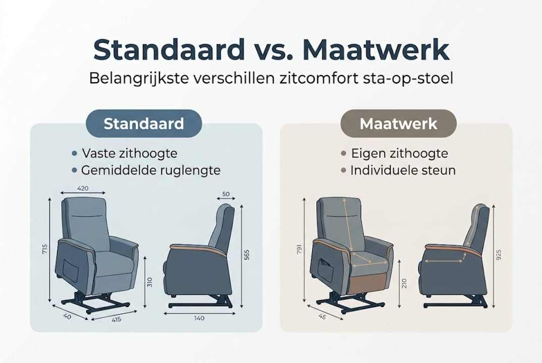 Infographic: het verschil tussen een standaard en een op maat gemaakte sta-op-stoel