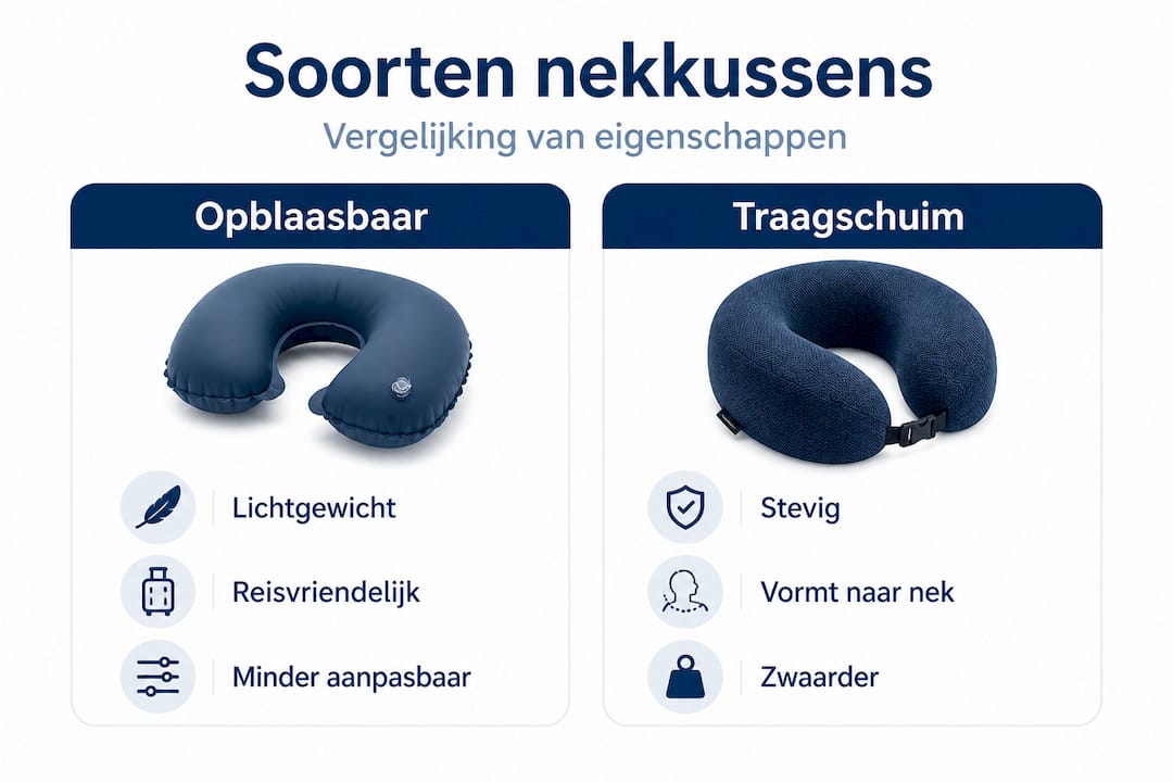 Infographic: opblaasbare nekkussens versus traagschuim – wat zijn de verschillen?