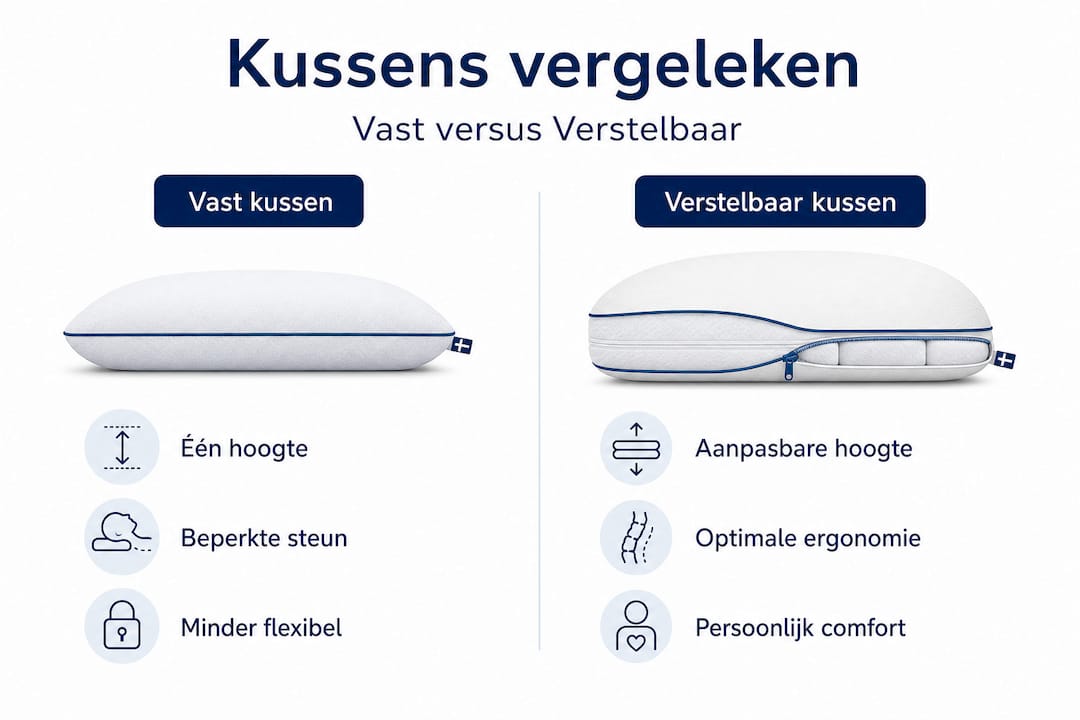 Infographic: overzicht van vaste en verstelbare kussens