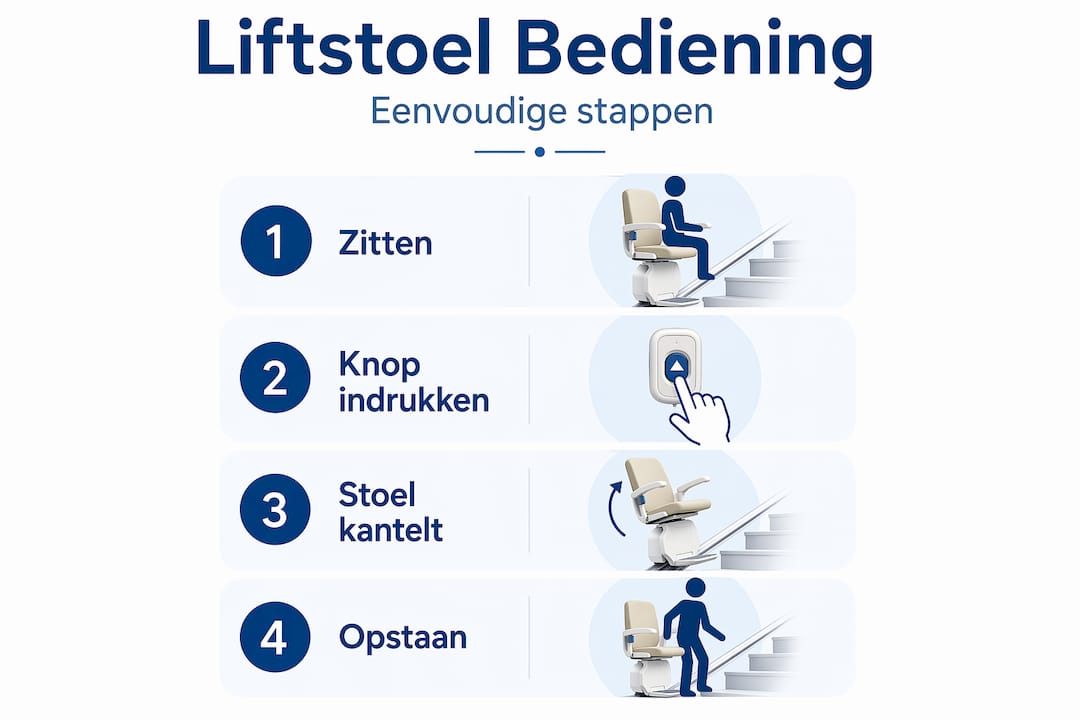 Infographic: Stapsgewijze uitleg voor het bedienen van een liftstoel