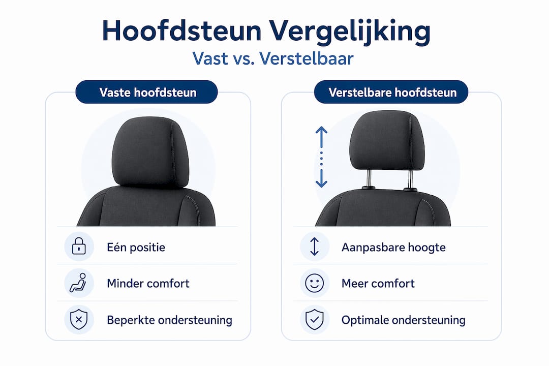 Infographic: vaste hoofdsteun versus verstelbare hoofdsteun – wat zijn de verschillen?