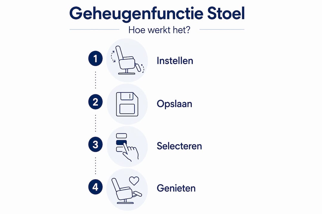 Infographic: vier eenvoudige stappen voor het gebruik van de geheugenfunctie van je stoel