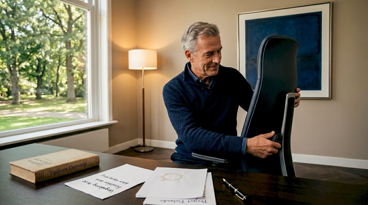 Man past de lendensteun van zijn bureaustoel aan