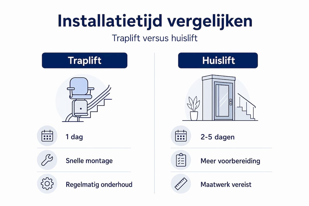 Infographic installatie traplift versus huislift