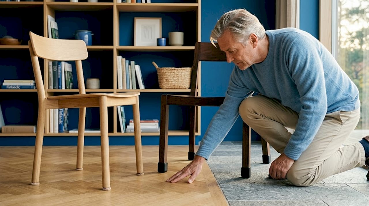 Stoelen met een zitting van vilt en rubber