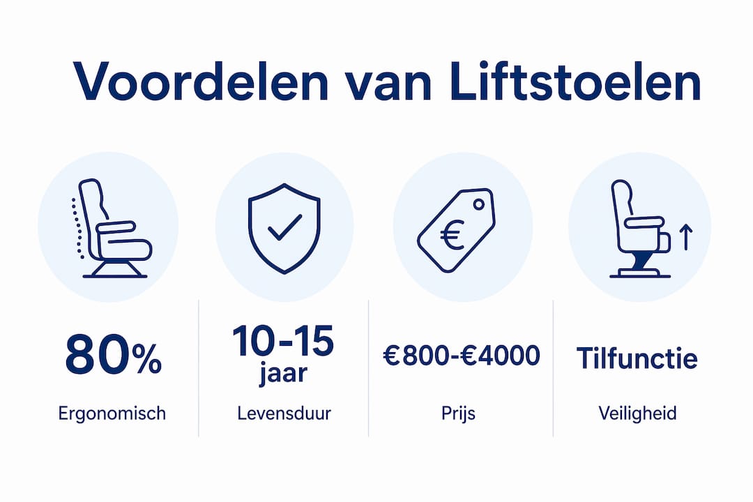 Overzichtelijke infographic met de belangrijkste voordelen, functies en kosten van trapliften