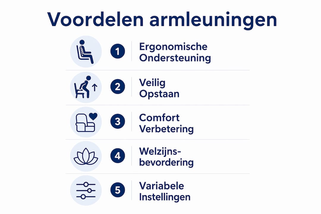 Infographic: de pluspunten van armleuningen voor extra comfort en veiligheid op een rij