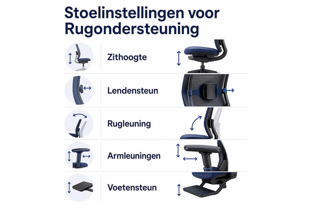 Handige infographic: zo stel je je stoel goed af om rugklachten te voorkomen