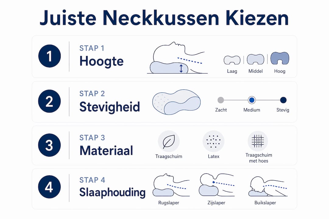 Overzichtelijke infographic: zo kies je het juiste nekkussen stap voor stap