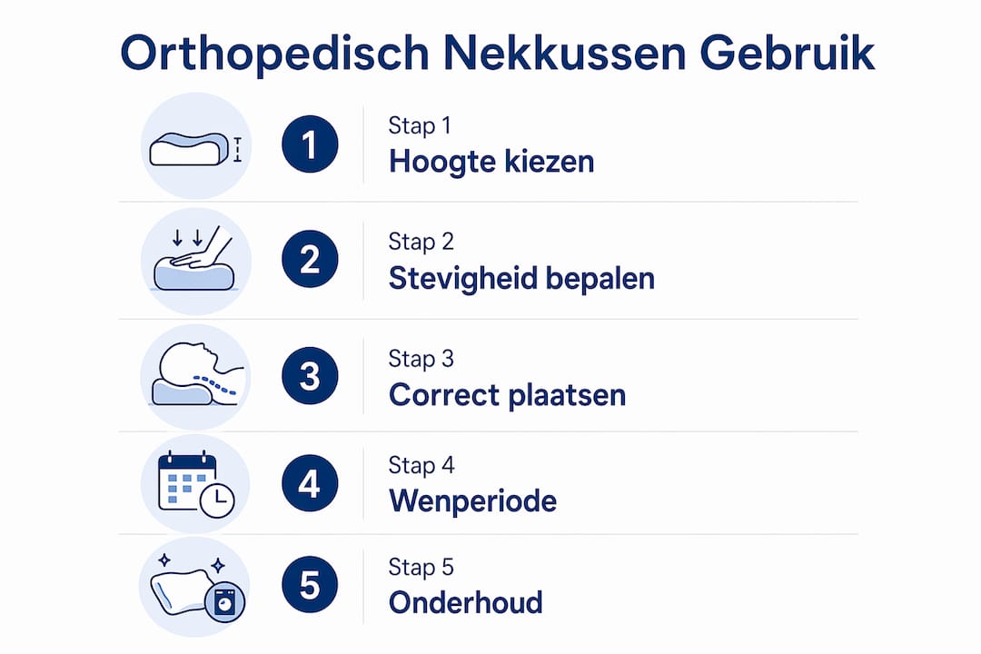 Infographic: stap-voor-stap handleiding voor het juiste gebruik van een orthopedisch nekkussen