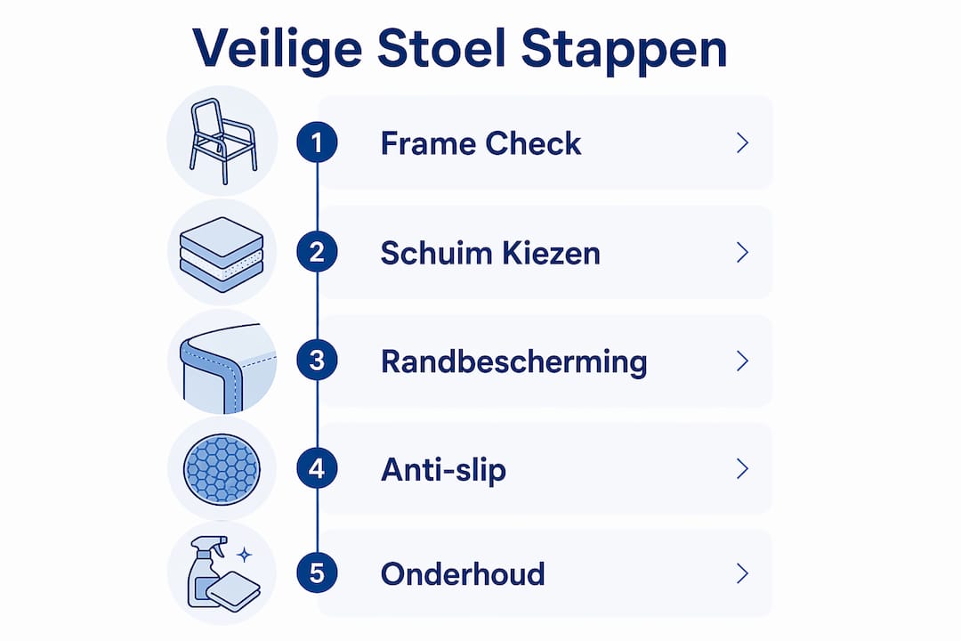 Overzichtelijke infographic: zo zorg je stap voor stap voor een veilige stoel