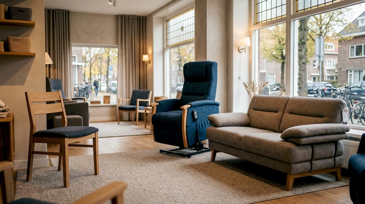 In onze showroom vindt u een gevarieerd aanbod aan seniorenmeubels, overzichtelijk gepresenteerd zodat u gemakkelijk kunt vergelijken en inspiratie kunt opdoen.