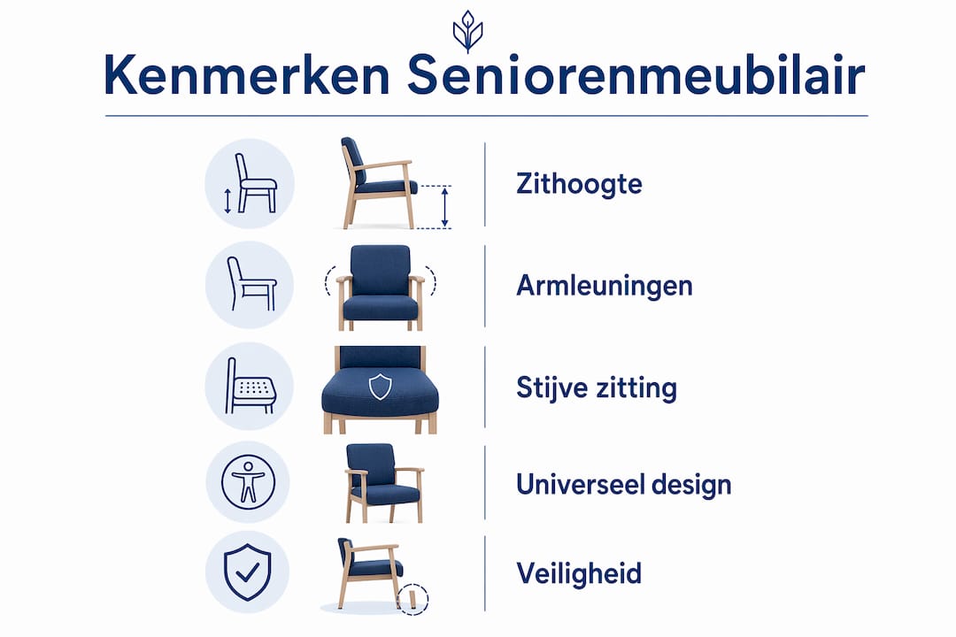 Overzicht: de belangrijkste eigenschappen van meubels voor senioren in beeld gebracht