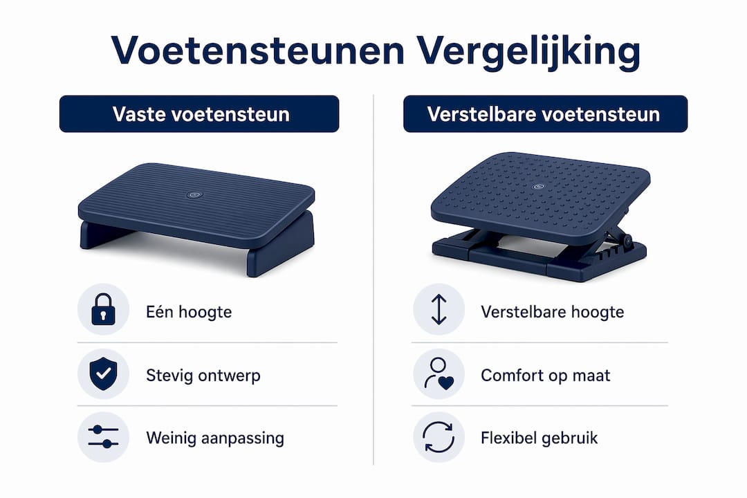 Infographic: vaste versus verstelbare voetensteunen in beeld gebracht
