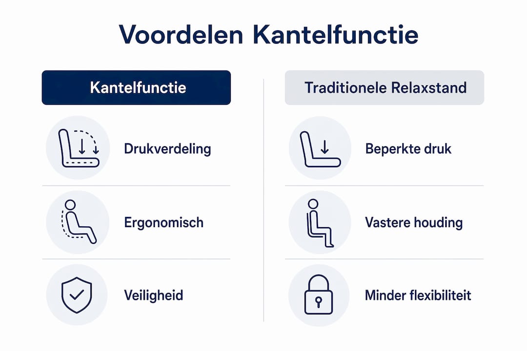 In deze infographic worden de voordelen van de kantelfunctie en de relaxstand overzichtelijk met elkaar vergeleken.